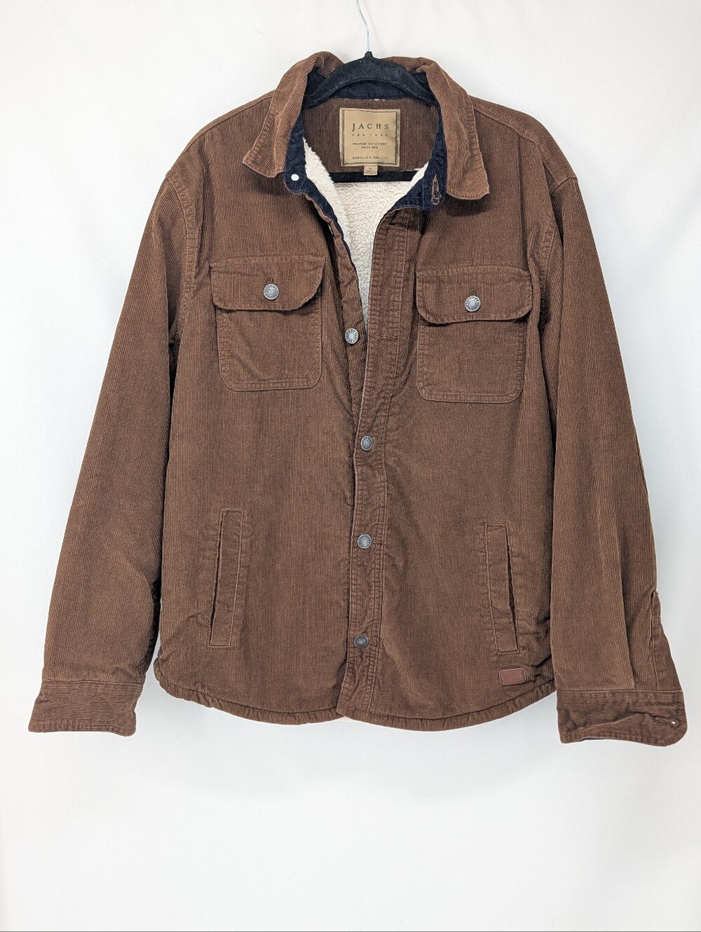Jachs Brown Corduroy Button Down Sherpa Jacket Size XL Fall Autumn Casual